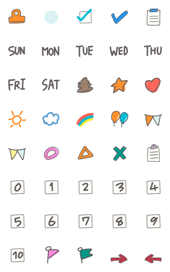 [LINE絵文字]シンプル使えるスケジュール絵文字2の画像一覧