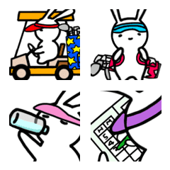 [LINE絵文字] ゴルフ大好きうさぎ 絵文字5の画像