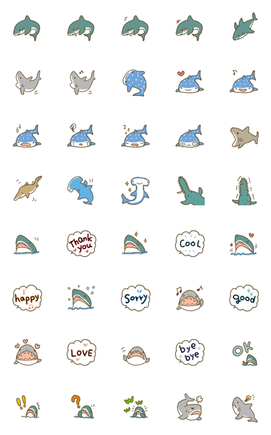 [LINE絵文字]いろんなサメの画像一覧