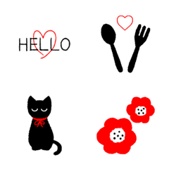 桃天「POPでシンプル★赤×黒絵文字」の絵文字メイン画像