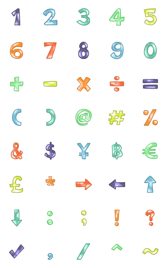 [LINE絵文字]Rainbow Numbers Emojiの画像一覧