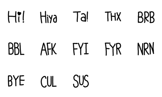 [LINE絵文字]シンプルな英語の略語の画像一覧