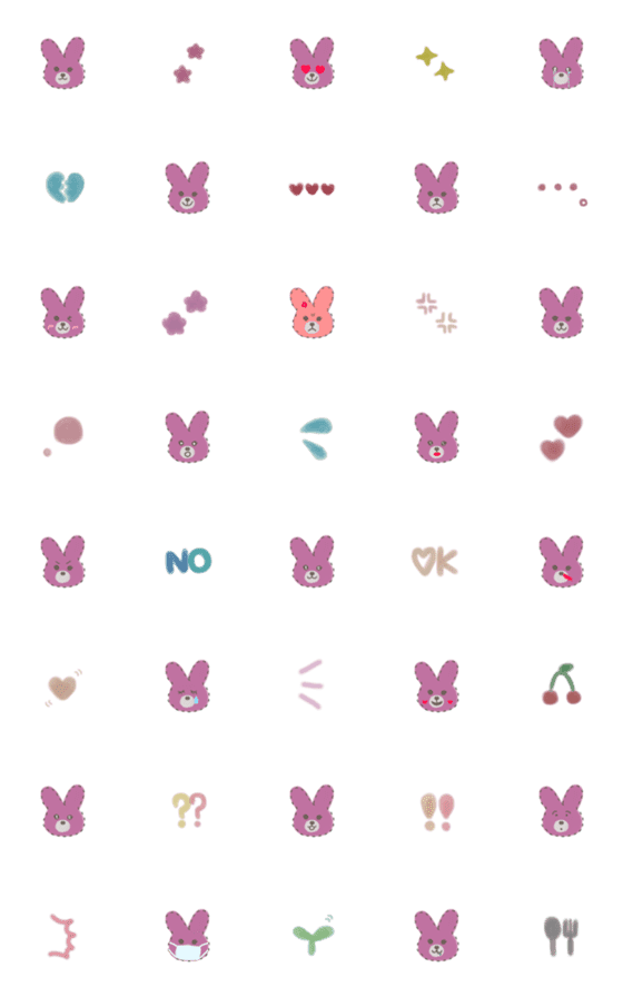 [LINE絵文字]落ち着いた色のうさぎ絵文字@りんごの画像一覧