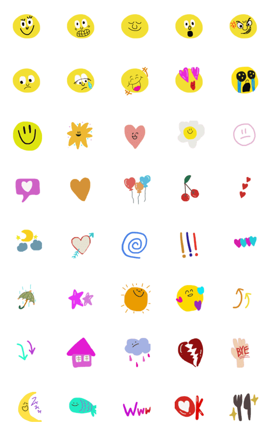 [LINE絵文字]カラフルでハッピーな絵文字の画像一覧