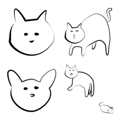 [LINE絵文字] 表情が薄い猫と鼠の画像