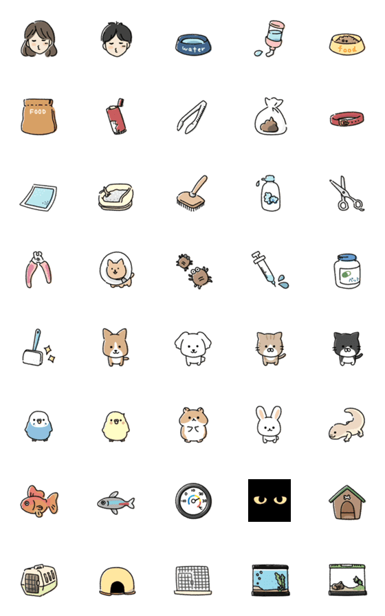 [LINE絵文字]自然で大人かわいい いろいろペット絵文字の画像一覧