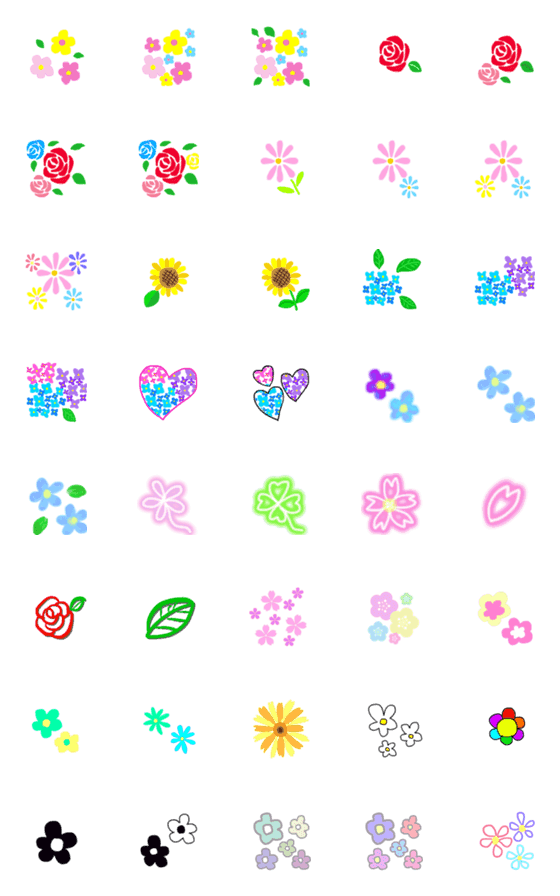 [LINE絵文字]カラフルな花柄の絵文字の画像一覧