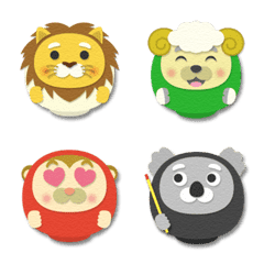 [LINE絵文字] 色画用紙 どうぶつ だるま 絵文字 3の画像