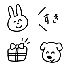 [LINE絵文字] ● モノクロ どうぶつ ○の画像