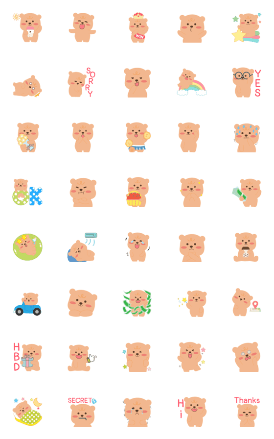[LINE絵文字]Waffle Bear Everyday Emojiの画像一覧