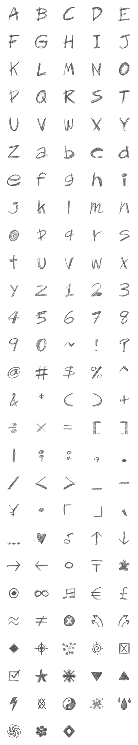 [LINE絵文字]Sketch Style Fontの画像一覧