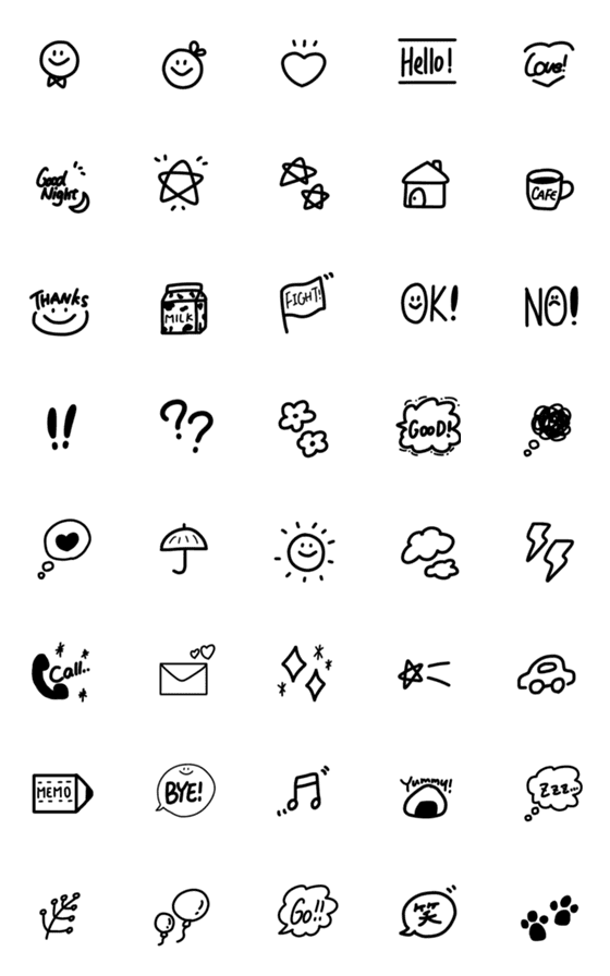 [LINE絵文字]⁂シンプルモノクロゆる絵文字⁂の画像一覧