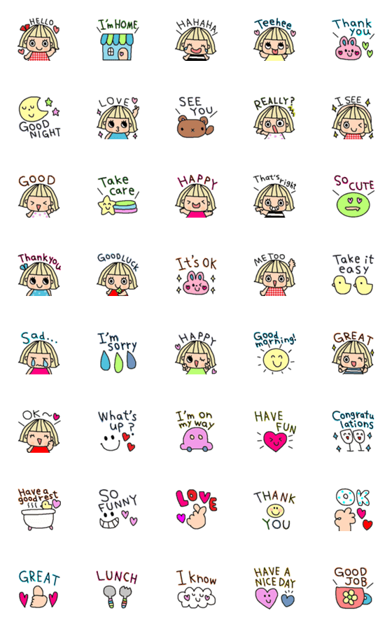 [LINE絵文字]かわいいシンプル英語絵文字18の画像一覧