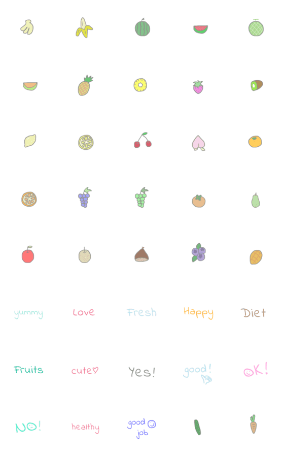 [LINE絵文字]フルーツの可愛くてシンプルな絵文字の画像一覧