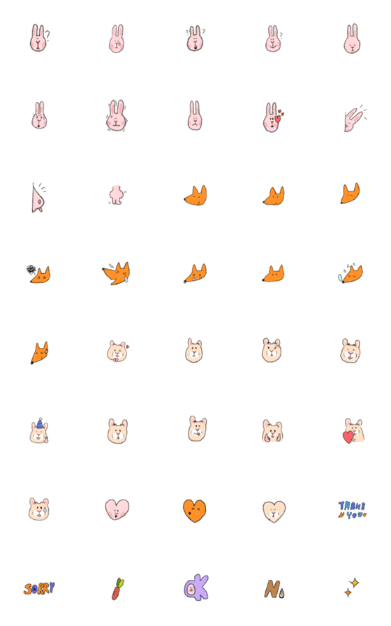 [LINE絵文字]Little cute animalsの画像一覧