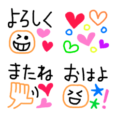 [LINE絵文字] あいさつ＆ことば＆記号のシンプルな絵文字の画像