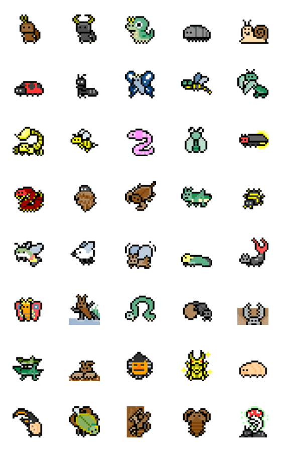 [LINE絵文字]ドット絵 ドットムシの画像一覧