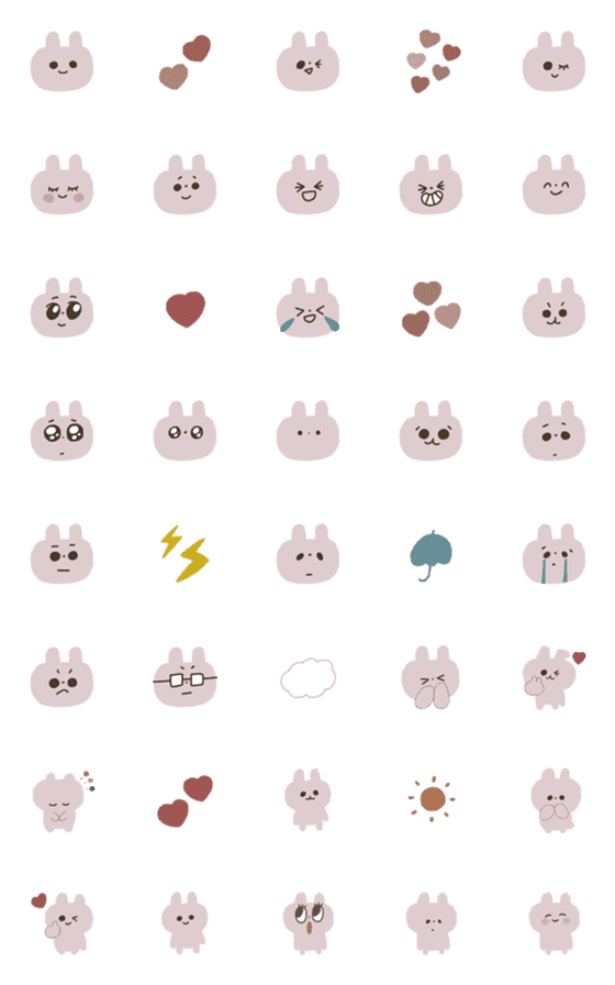 [LINE絵文字]くすみカラーのYUKANCOうさぎの画像一覧
