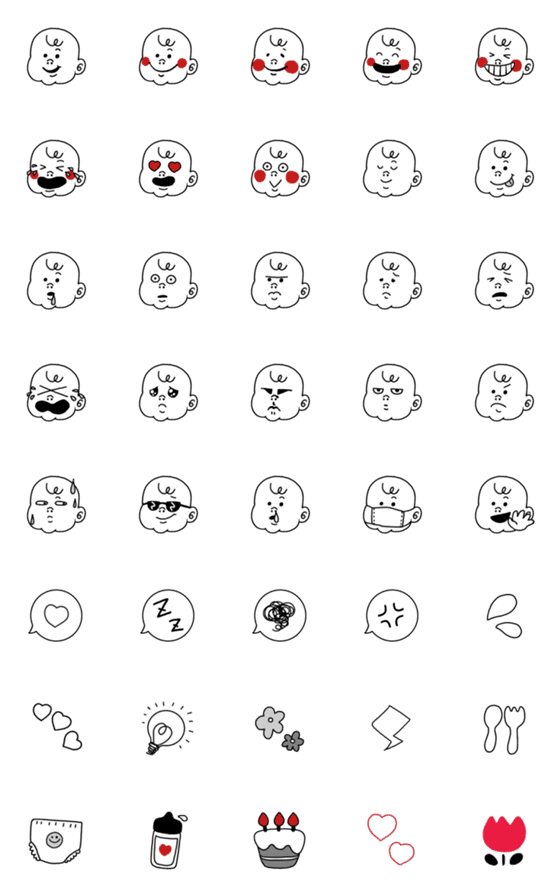 [LINE絵文字]ぶちゃかわ赤ちゃんの画像一覧