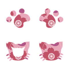 [LINE絵文字] Cat Font (Pink Japanese-style)の画像