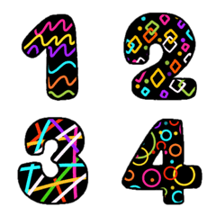 [LINE絵文字] Emoji Number neon black funnyの画像