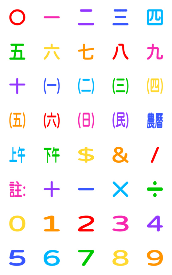[LINE絵文字]Chinese Numerals - Normal Characterの画像一覧