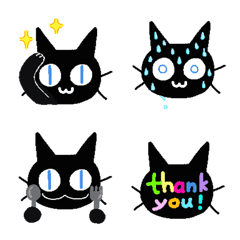 青い瞳の黒猫絵文字の絵文字メイン画像