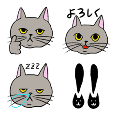 [LINE絵文字] ふてくされグレーにゃんこの画像