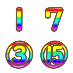 [LINE絵文字] パステルレインボー虹色数字の絵文字1-20の画像