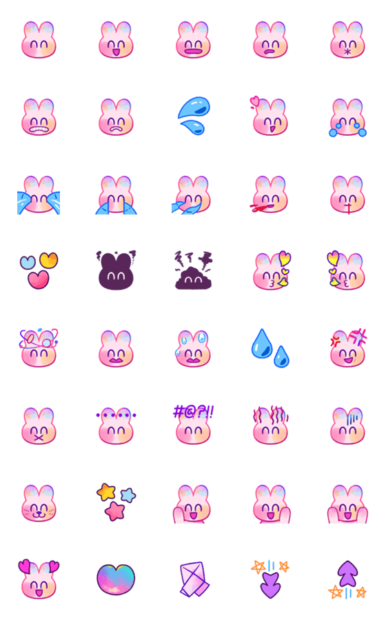 [LINE絵文字]Smile Rabbit Emoji1の画像一覧