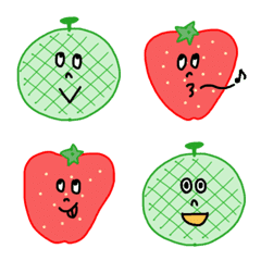 [LINE絵文字] イチゴたちとメロンたちの絵文字の画像