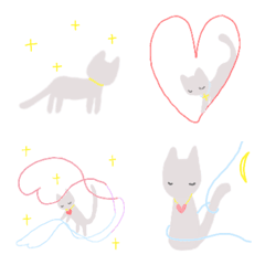 [LINE絵文字] あいねこ⭐︎絵文字⭐︎白（silver）の画像