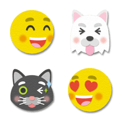 [LINE絵文字] 色画用紙 スマイリー＆犬と猫 絵文字の画像