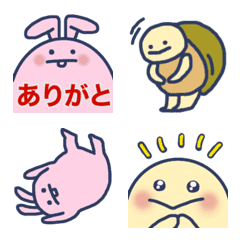 [LINE絵文字] 野原で戯れるウサギとカメ(絵文字ver.)の画像