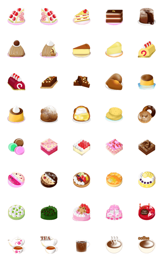 [LINE絵文字]色々な種類のケーキの絵文字の画像一覧