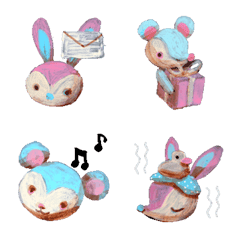 [LINE絵文字] pink bunny＆ blue bearの画像