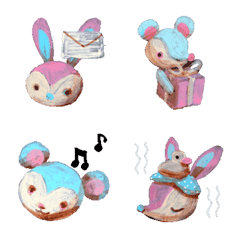 pink bunny＆ blue bearの絵文字メイン画像