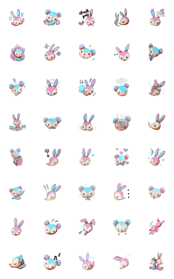 [LINE絵文字]pink bunny＆ blue bearの画像一覧