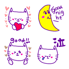 [LINE絵文字] むらさきねこちゃん♥の画像