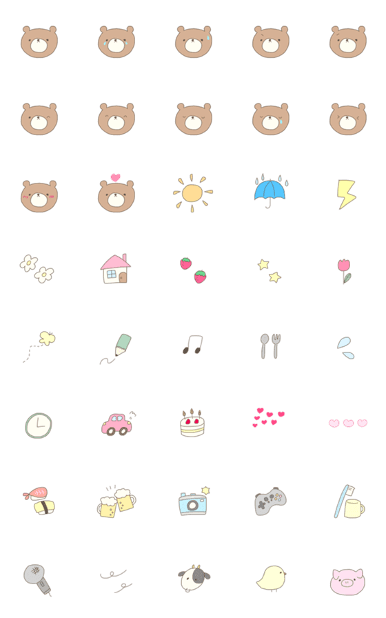 [LINE絵文字]くまとほわほわ絵文字の画像一覧