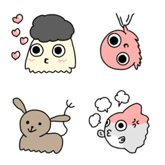 [LINE絵文字] イカとタコと犬とマンボウの画像