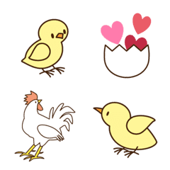 [LINE絵文字] シンプル＊にわとりとひよこの絵文字の画像