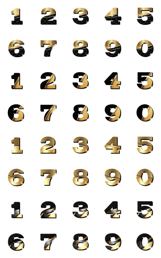 [LINE絵文字]Classic number black gold emojiの画像一覧