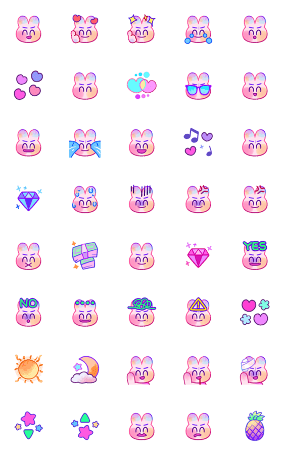 [LINE絵文字]Smile Rabbit Emoji2の画像一覧