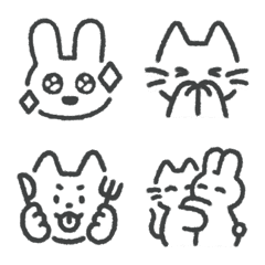 [LINE絵文字] いぬねこうさぎのシンプル絵文字の画像