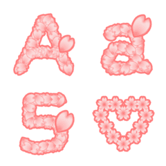 [LINE絵文字] 桜の花びらで作ったデコ絵文字★英数字の画像