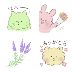 [LINE絵文字] お花とかわいい動物たちの画像