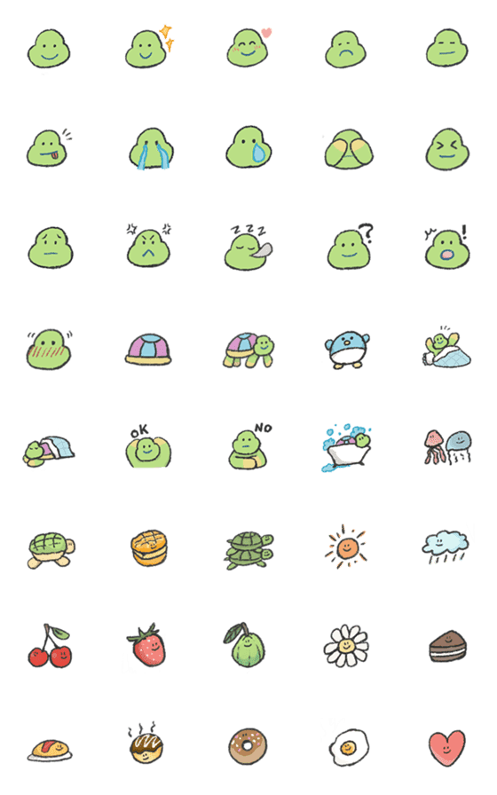 [LINE絵文字]Happy Turtle Lily Emojiの画像一覧