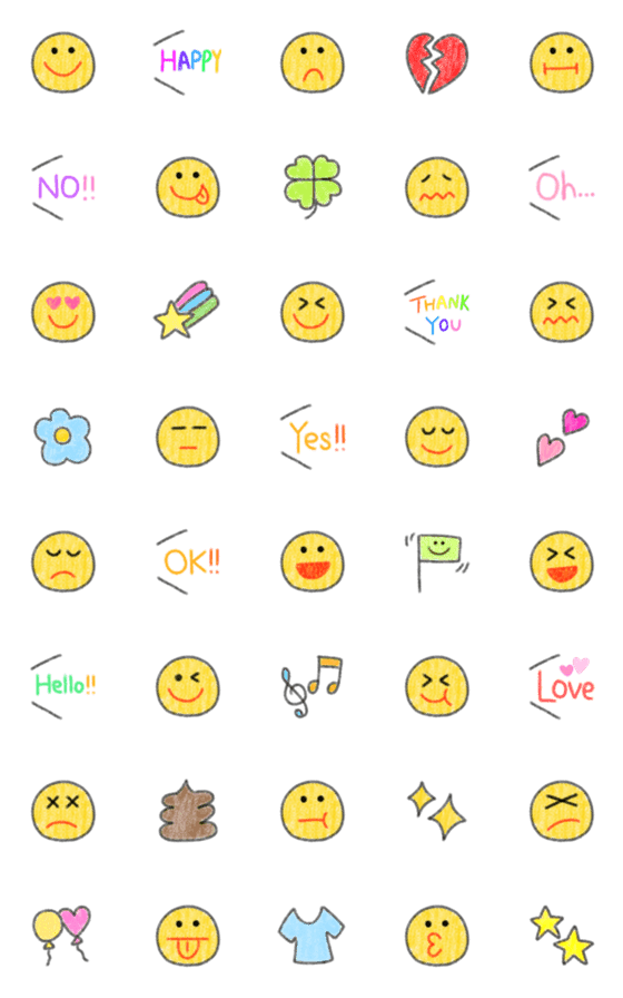[LINE絵文字]◎おとなかわいいクレヨンの絵文字◎#2の画像一覧