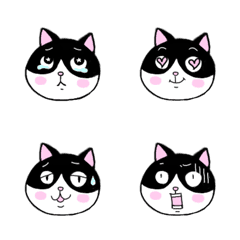 [LINE絵文字] ハチワレ猫の表情絵文字の画像